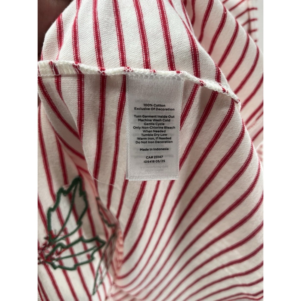 NWT Talbots EMBROIDERED BATEAU NECK TEE - HOLLY BERRY Red & White STRIPE L Xmas - Picture 3 of 6